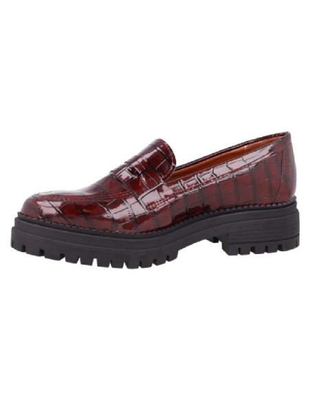 Burgundy leather women's mocassins