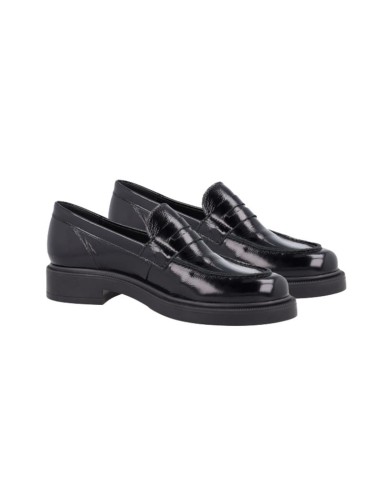 Black leather women's moccasins