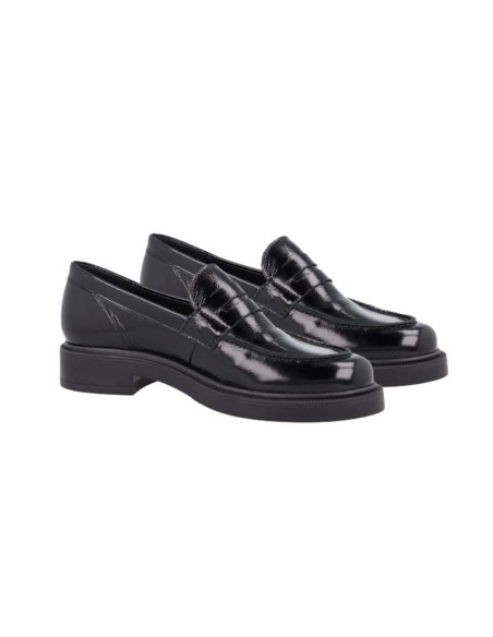Black leather women's moccasins