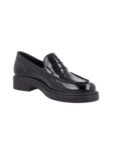 Black leather women's moccasins