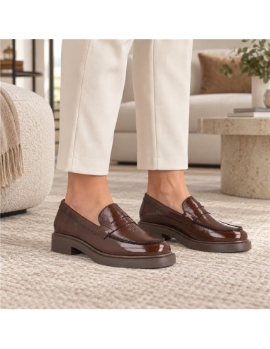 Brown leather women's moccasins