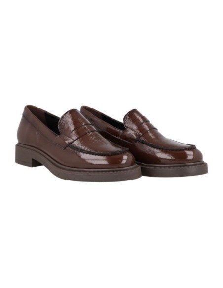Brown leather women's mocassins