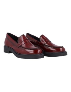 Burgundy leather women's moccasins