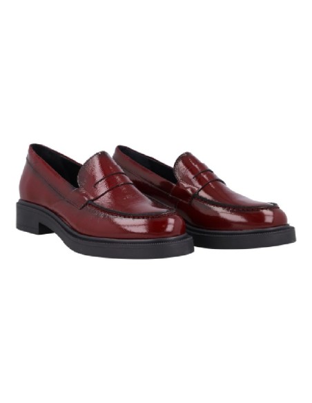 Burgundy leather women's moccasins