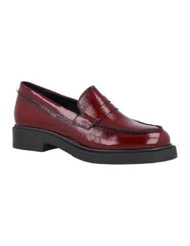 Burgundy leather women's moccasins