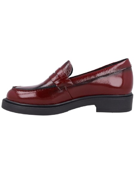 Burgundy leather women's moccasins