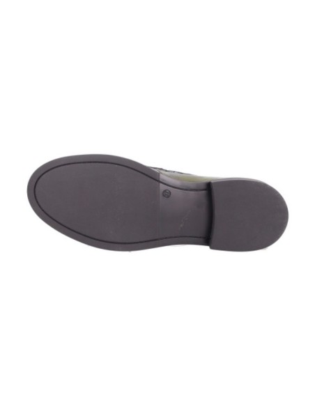 Green leather women's moccasins