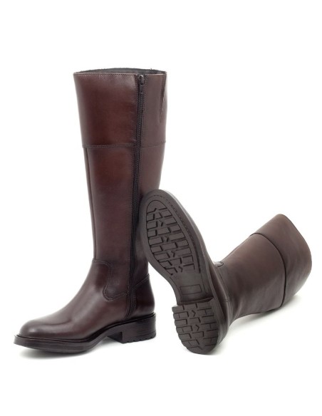 Brown leather Women's high boots