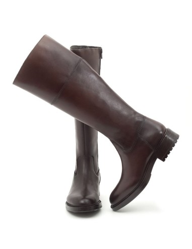 bottes femme de peau marron W-MORNIA-BROWN