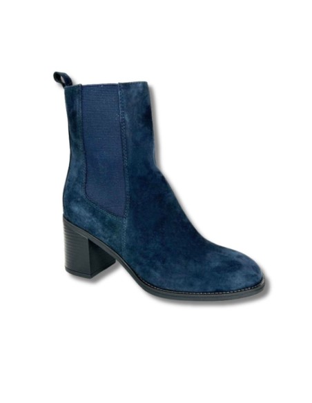 Botines de mujer de piel acabado a mano color azul