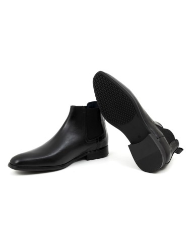 Botines Chelsea de piel con elástico lateral color negro