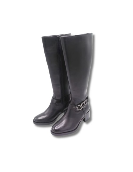 Black leather Women's high boots