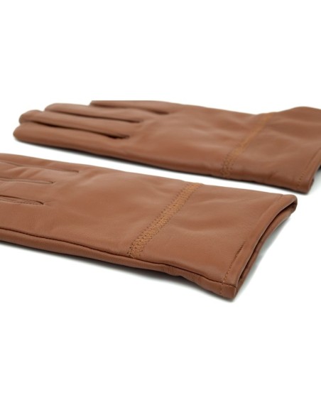 Guantes de piel acabado a mano color marrón
