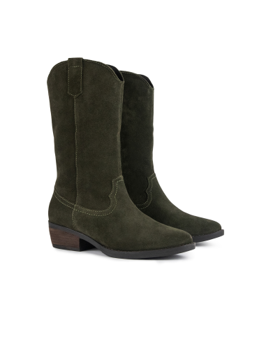 Botas de mujer de ante con costura color verde