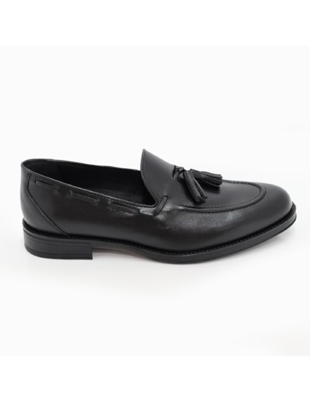 Black leather moccasin