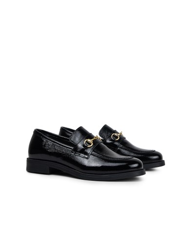 Black leather women's mocassins