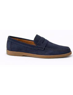 Mocassin de peau bleu SAMORI-NAVY