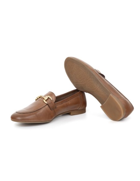 Light Brown leather women's moccasins