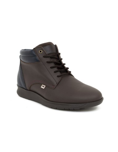 Botín de piel combinado de pieles color marrón