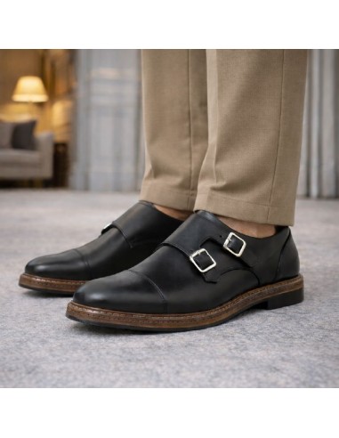Black leather monkstrap