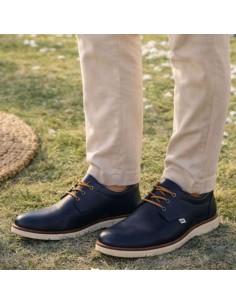 Derby de piel patrón grabado color azul