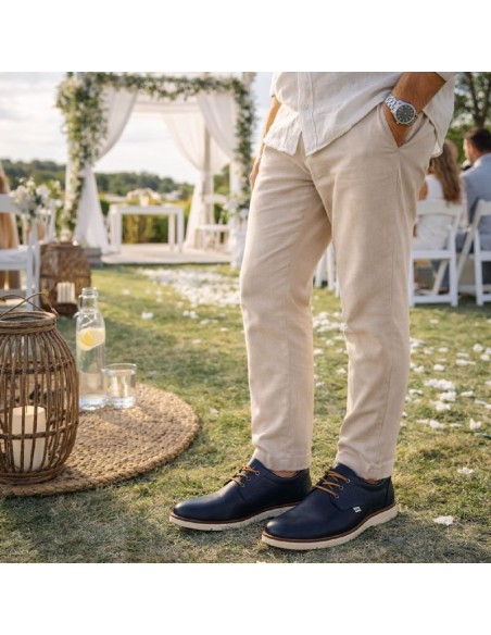 Derby de peau bleu DENIS-NAVY