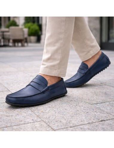 Blue leather moccasin