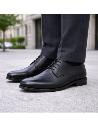Black leather derby