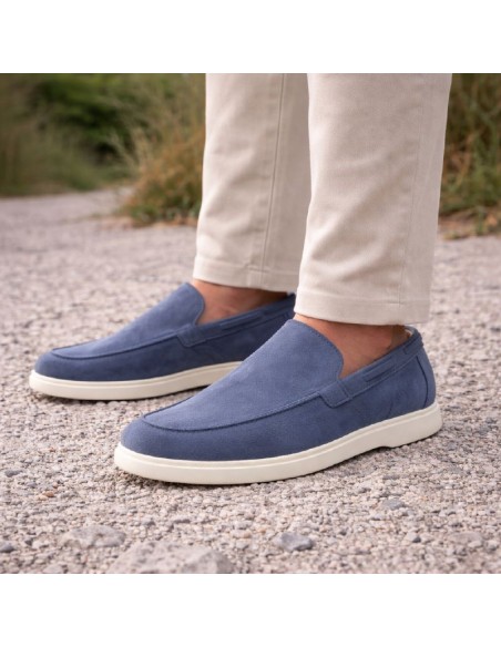 Mocassin suède bleu MILSAN-BLUE