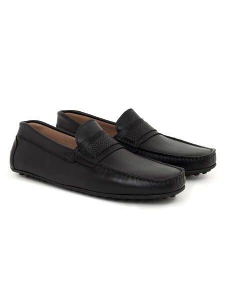 Black leather moccasin