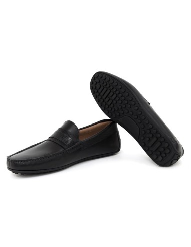 Black leather moccasin