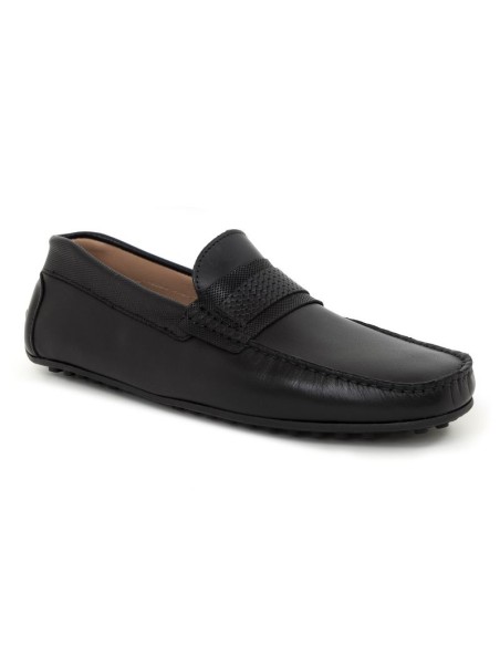 Black leather moccasin