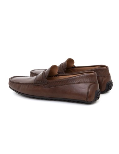 Brown leather moccasin