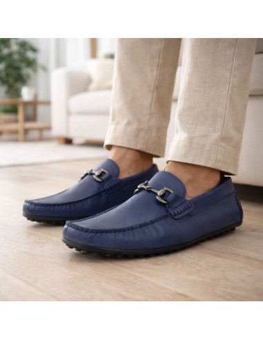 Blue leather moccasin
