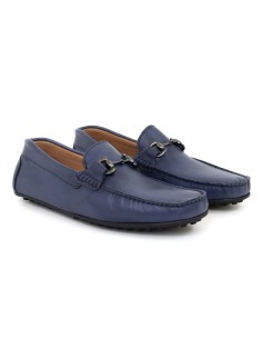 Blue leather moccasin 2