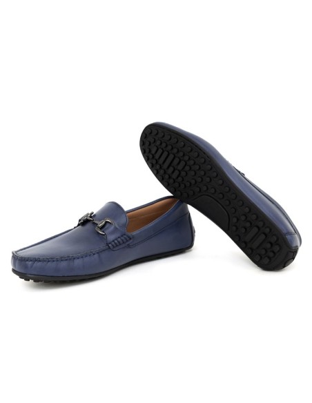 Blue leather moccasin