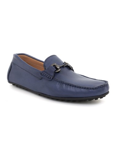 Mocassin de peau bleu MOCBUCKLE-MARINO