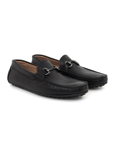 Black leather moccasin