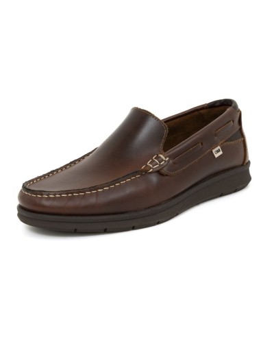 Brown leather boat shoe
