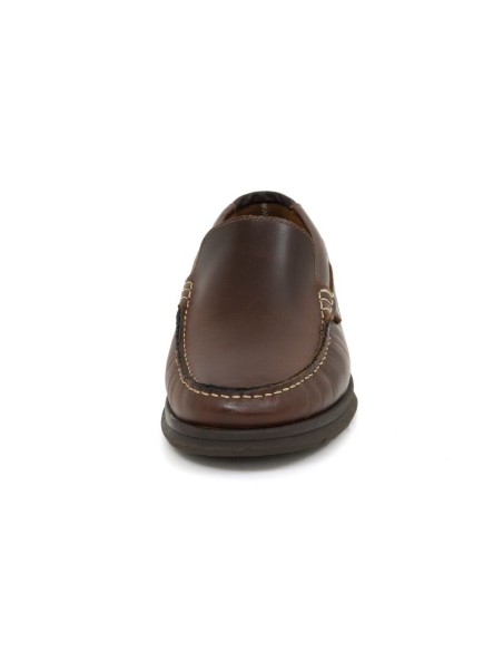 Brown leather boat shoe