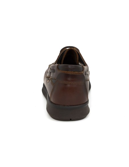 Brown leather boat shoe