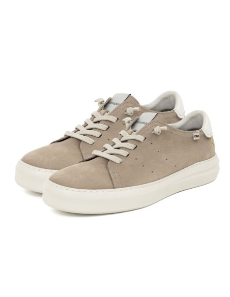 Sneakers de nobuck liso color beige