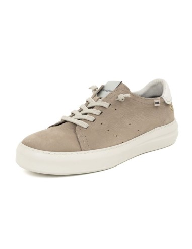 Sneakers de nobuck liso color beige