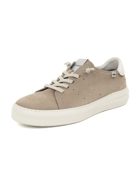 Sneakers de nobuck liso color beige