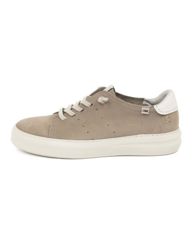 Sneakers de nobuck liso color beige
