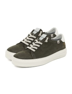 Sneakers de nobuck liso color verde 2