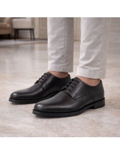 Black leather derby