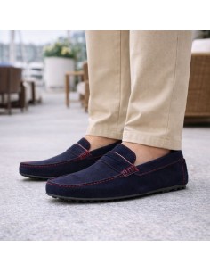 Blue suede moccasin