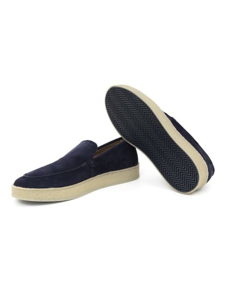 Blue suede moccasin