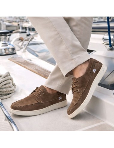 Brown suede boat shoe